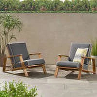 Acacia Wood Club Chairs with Cushions, Set of 2 U53572