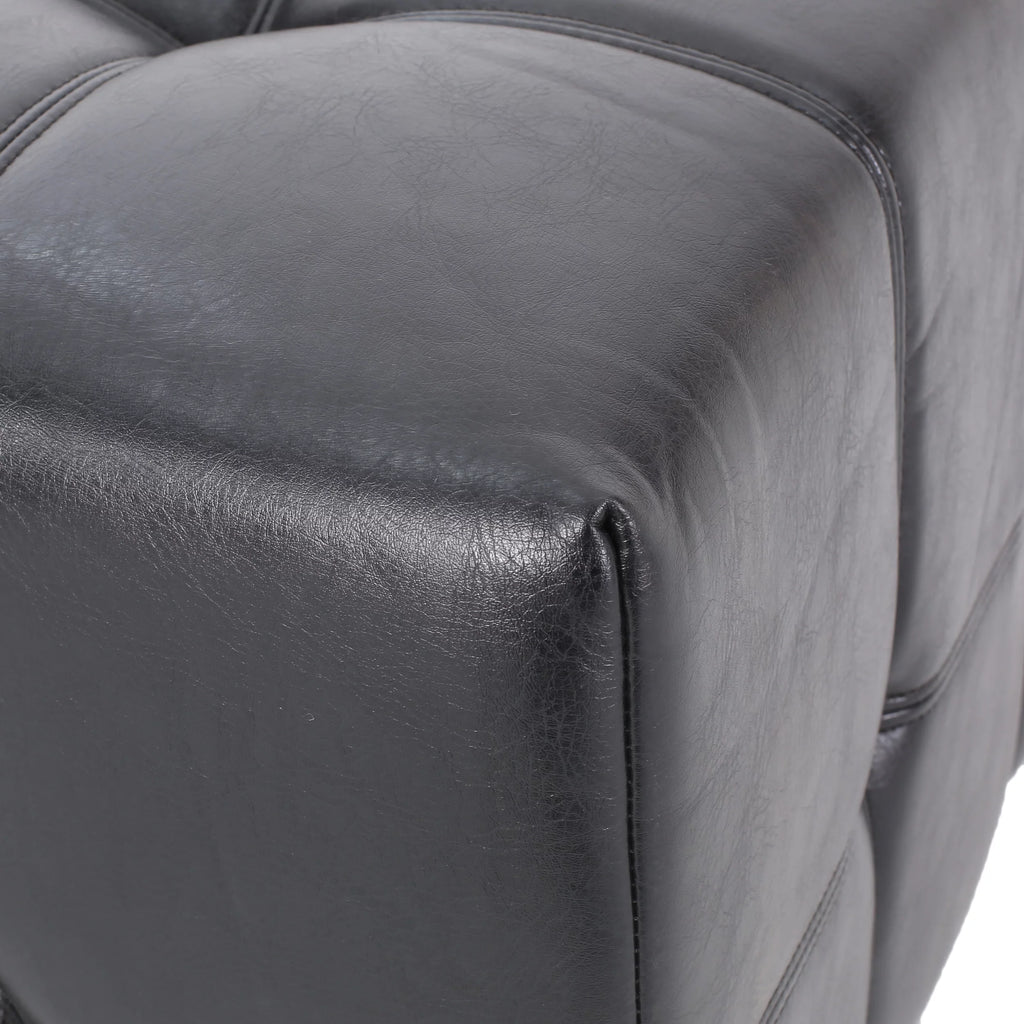Faux Leather Tufted 4 Seater Sectional Sofa with Ottoman V324661