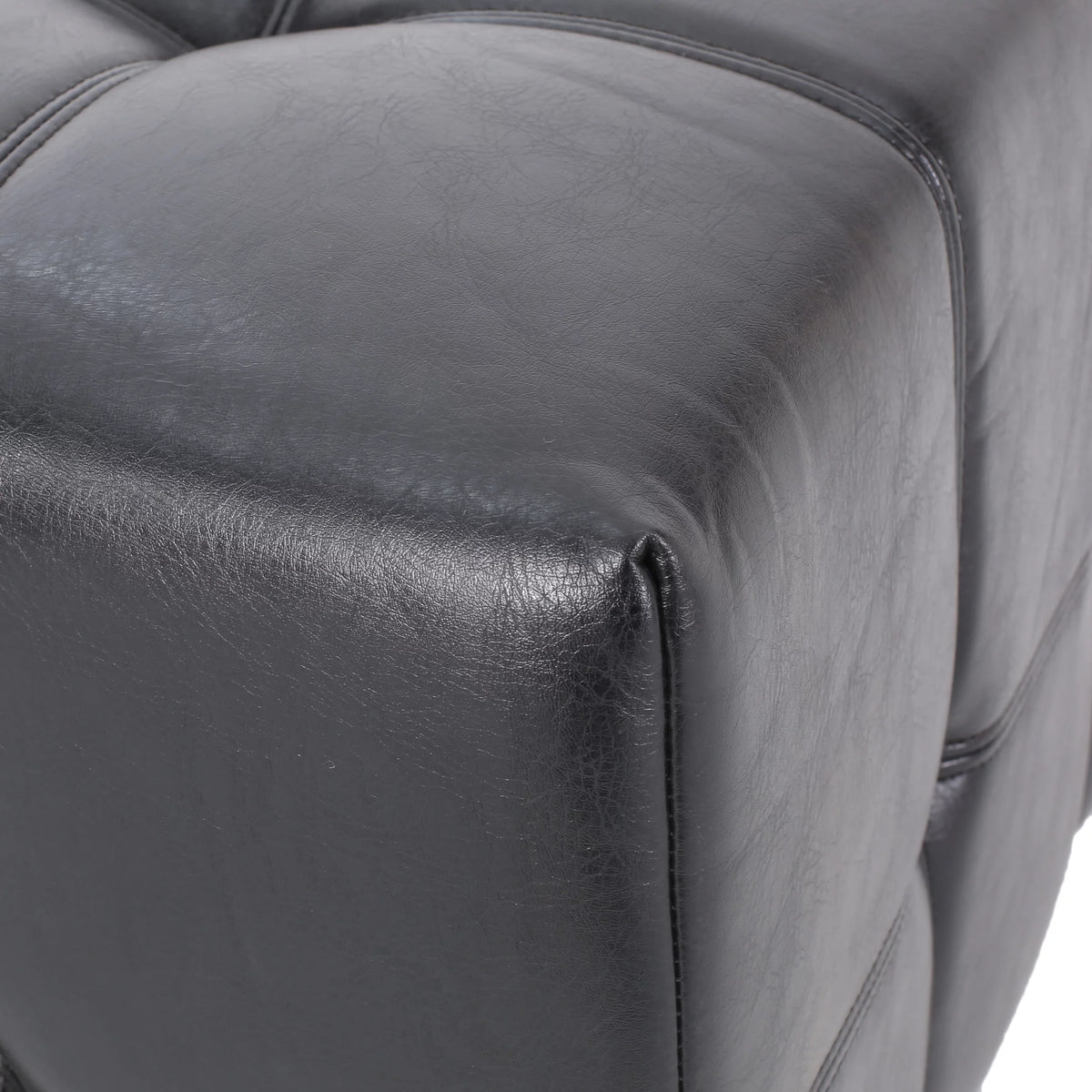 Faux Leather Tufted 4 Seater Sectional Sofa with Ottoman V324661