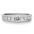 Stainless Steel Round Bezel Engagement Ring S126853