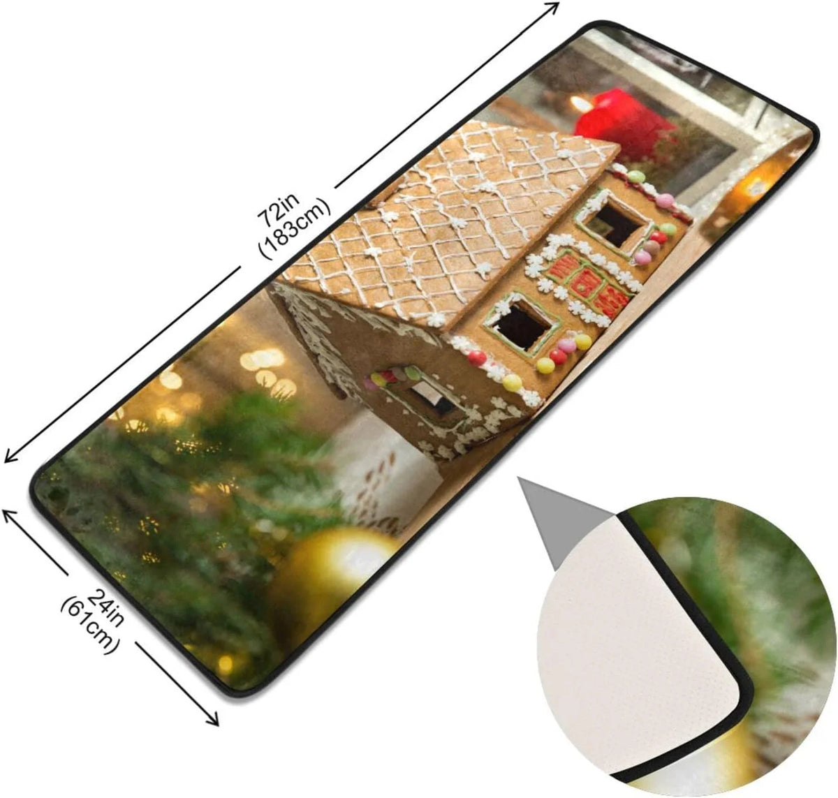 2'X6' Gingerbread House Runner Rug with Rubber Backing N376342