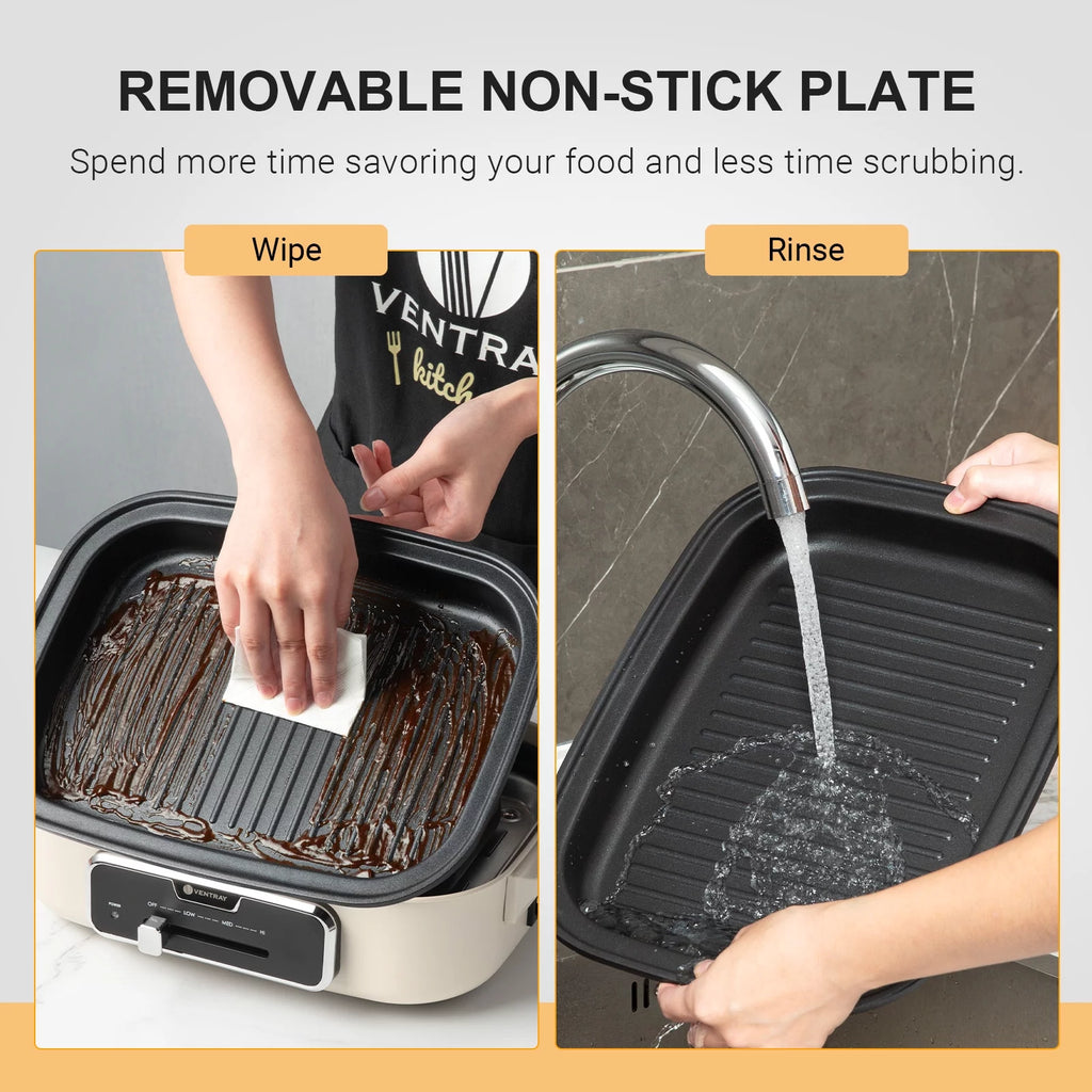 Electric Indoor Grill Portable Korean BBQ Nonstick 1200W White W2380