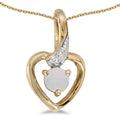 14k Yellow Gold Opal And Diamond Heart Pendant with 18" Chain O5820