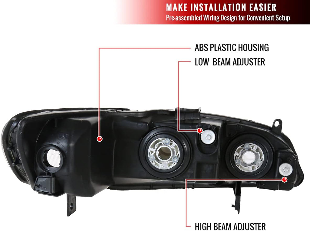 Black Housing Head Lights Pair B419