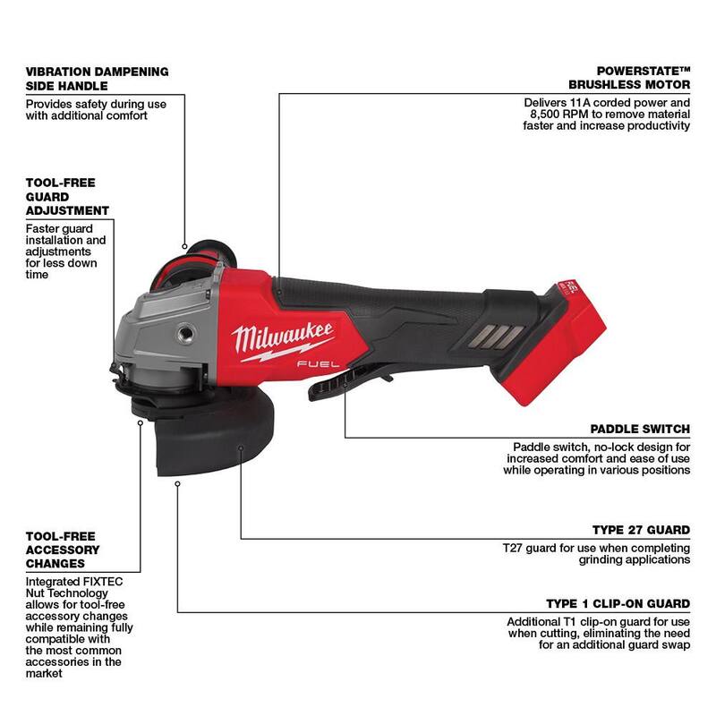 18-Volt Lithium-Ion Brushless Cordless Combo Kit 2-Tool with 2 Batteries Charger 4-1/2in. to 5in. Grinder L36301