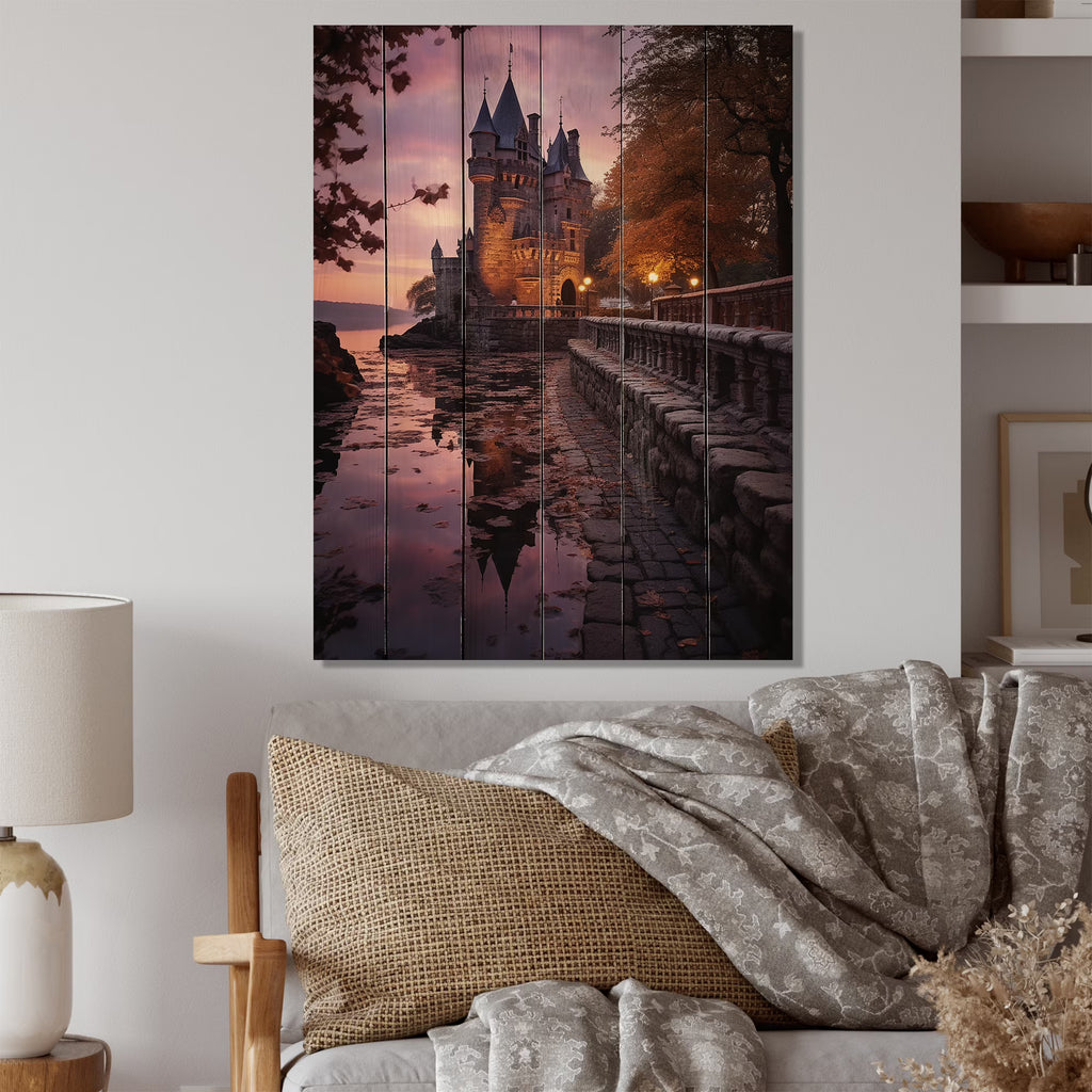 Natural Pine Wood Cityscapes Print D76589