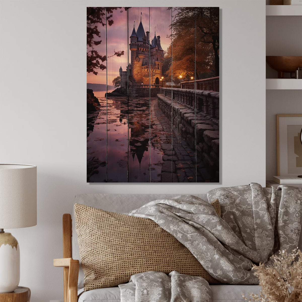Natural Pine Wood Cityscapes Print D76589