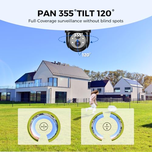 Wireless Outdoor Solar Security Cameras 2K 360° View V58493