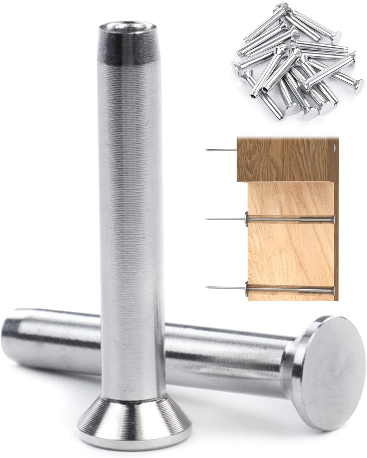 20Pack 1/8 Stemball Swage Dead End Invisible Cable Railing Kit Hardware Terminal Sunk Head T316 Stainless Steel O2961