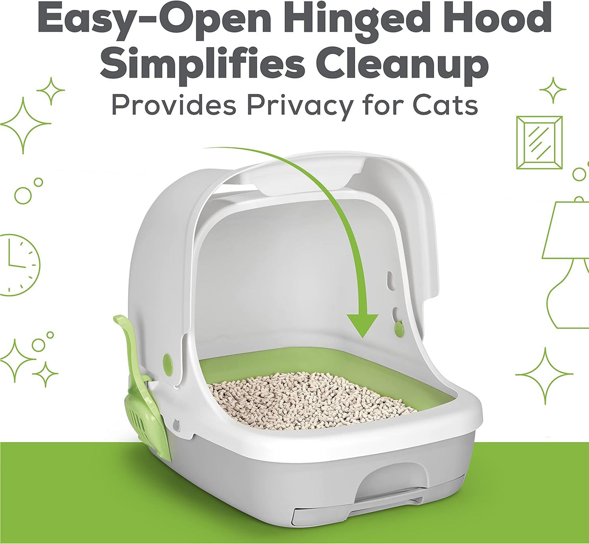 Hooded Cat Litter Box System Starter Kit with Pads & Pellets Pack of 2 C6214