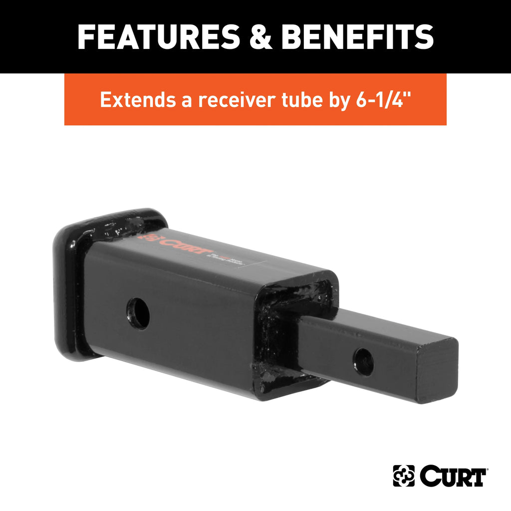 Trailer Hitch Receiver Adapter, 1-1/4 to 2-Inch, 6-1/4-In Extension, 350 lbs P4626