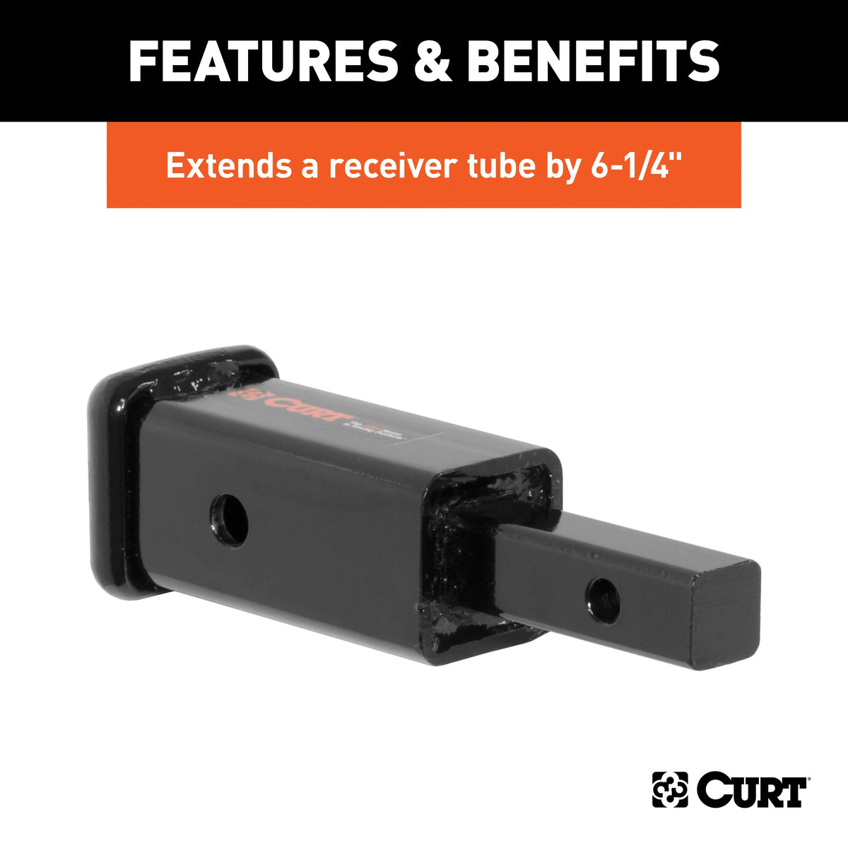 Trailer Hitch Receiver Adapter, 1-1/4 to 2-Inch, 6-1/4-In Extension, 350 lbs P4626