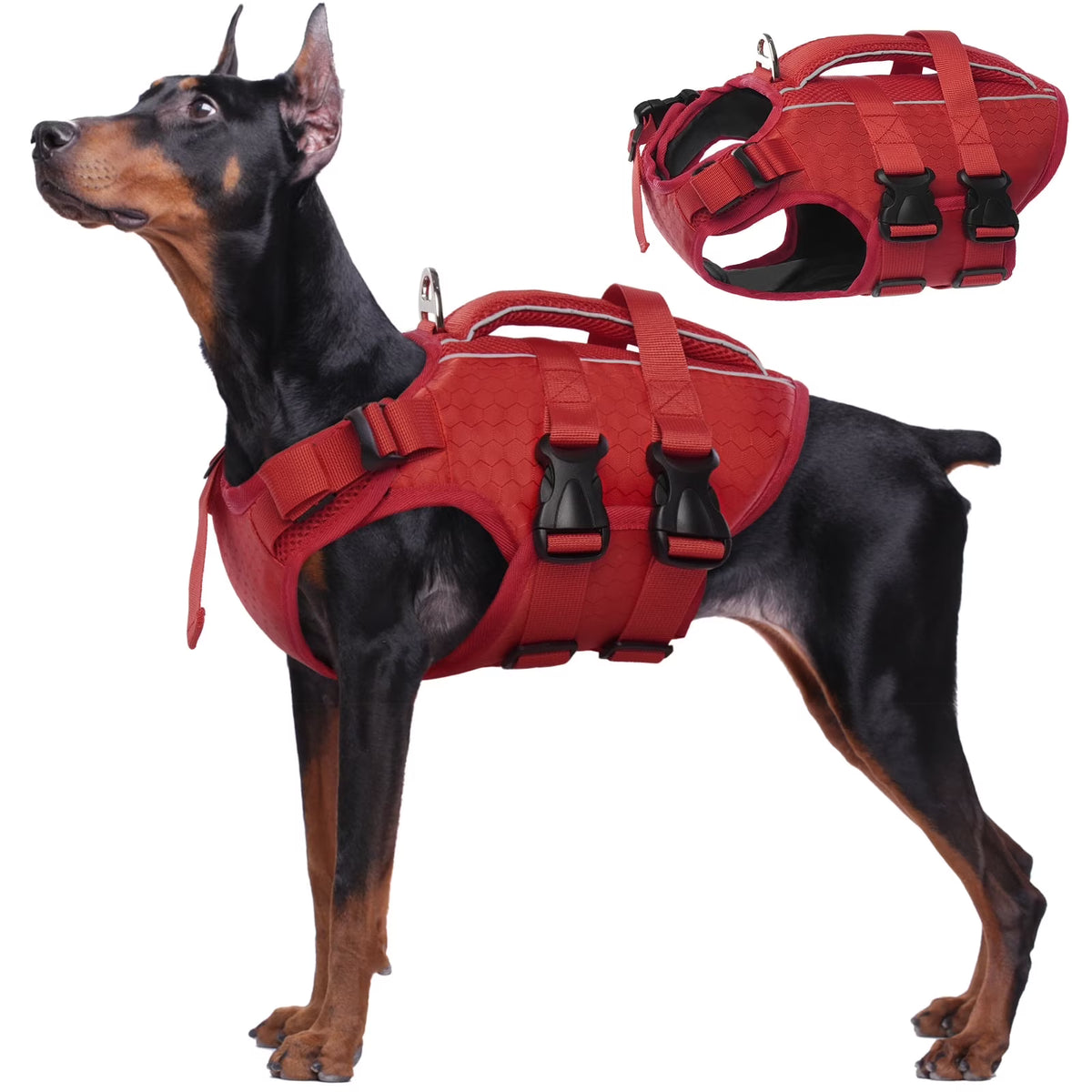 Red XL Reflective Adjustable Dog Life Jacket N770