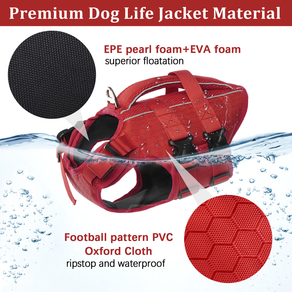 Red XL Reflective Adjustable Dog Life Jacket N770