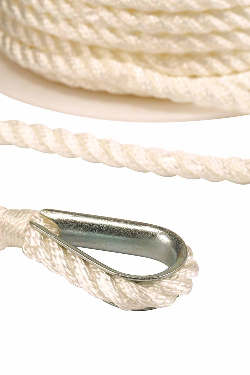 Nylon Twisted Anchor Line with Thimble (3/8-Inch x 200-Feet) E129211