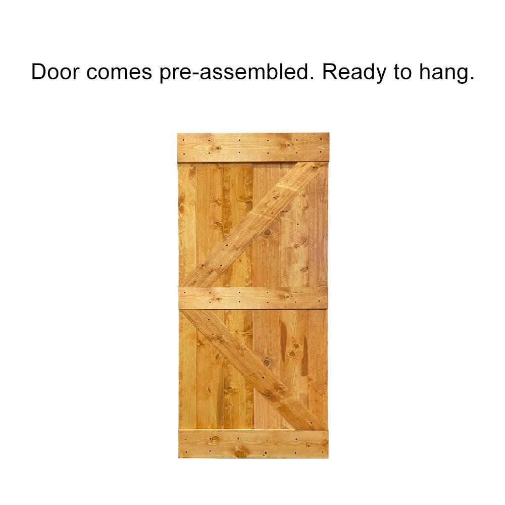 38 in. x 84 in. Weather Oak Stained Solid Pine Wood Interior Sliding Barn Door Slab G2634