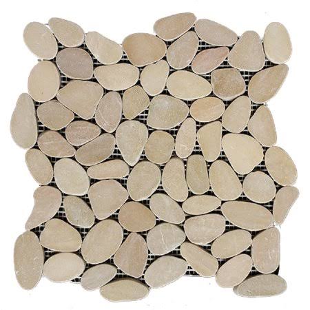 Tan Honed Sliced Pebble Floor and Wall Tile Z868