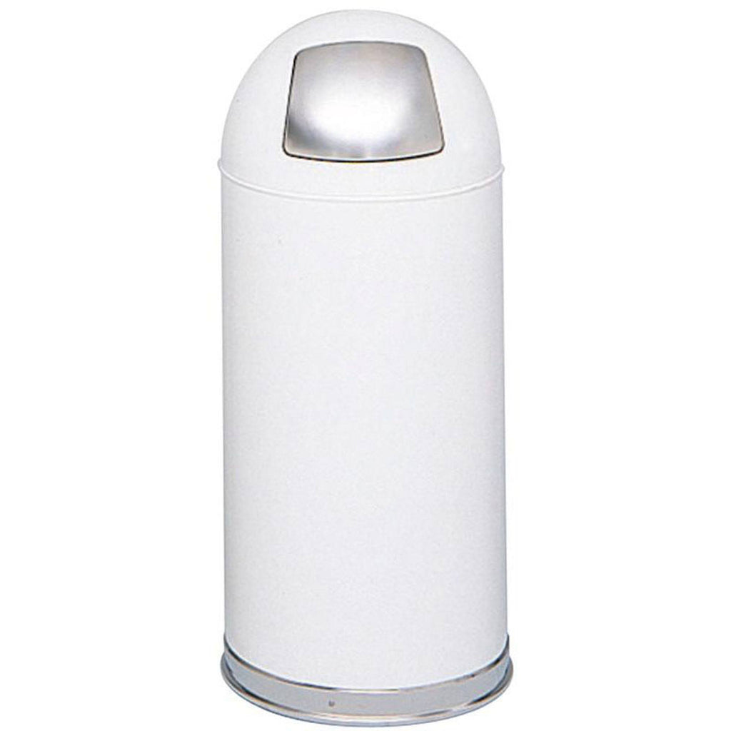 White 15 Gal Stainless Steel Trash Can with Push Lid O786