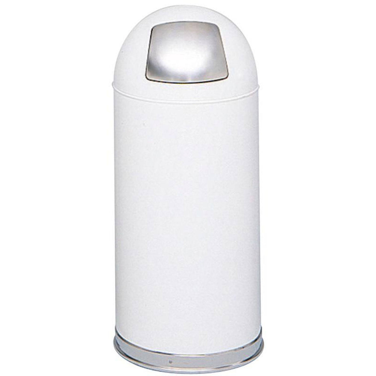 White 15 Gal Stainless Steel Trash Can with Push Lid O786