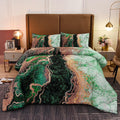 King Comforter Set Marble Printed Bedding Set Watercolor Green P610777