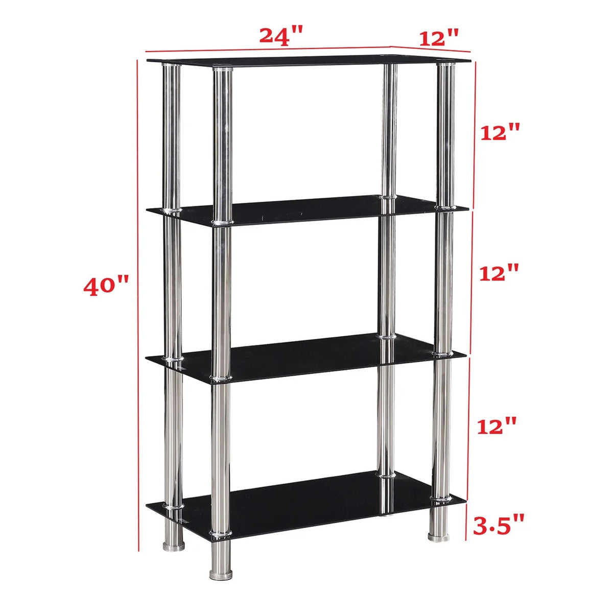 Glass 4 Tier Shelves Bookcase V5756