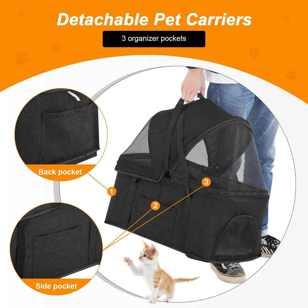 3-in-1 Pet Stroller with Detachable Carrier & Cup Holder R352
