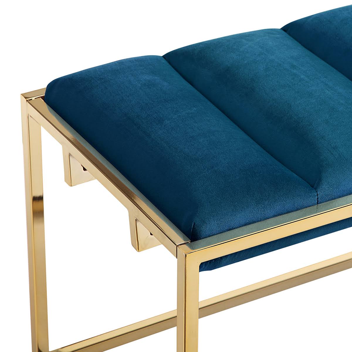 Channel Tufted Velvet Bench Metal Frame B8883