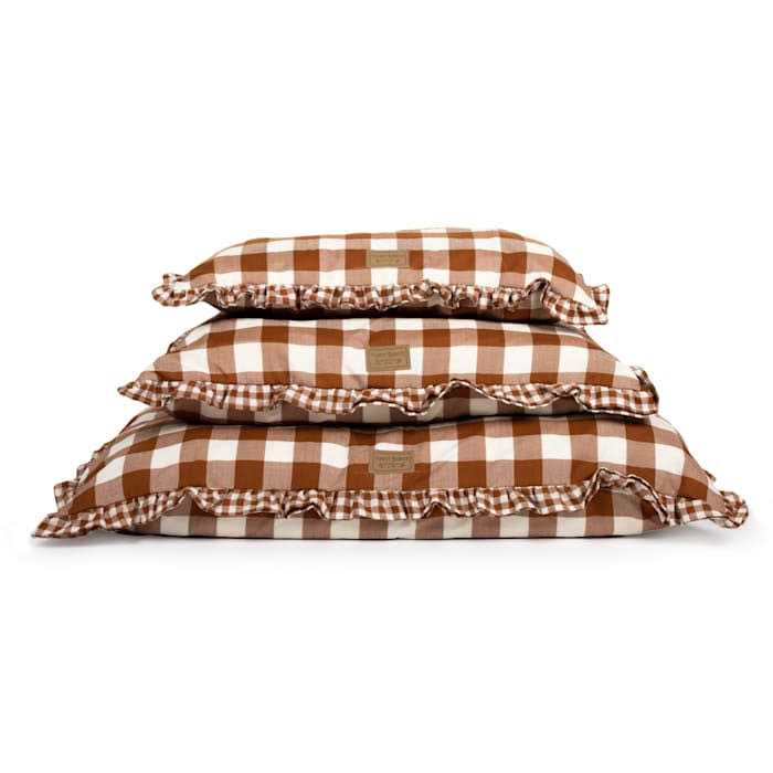 Brown Gingham Print Envelope Dog Bed O48156