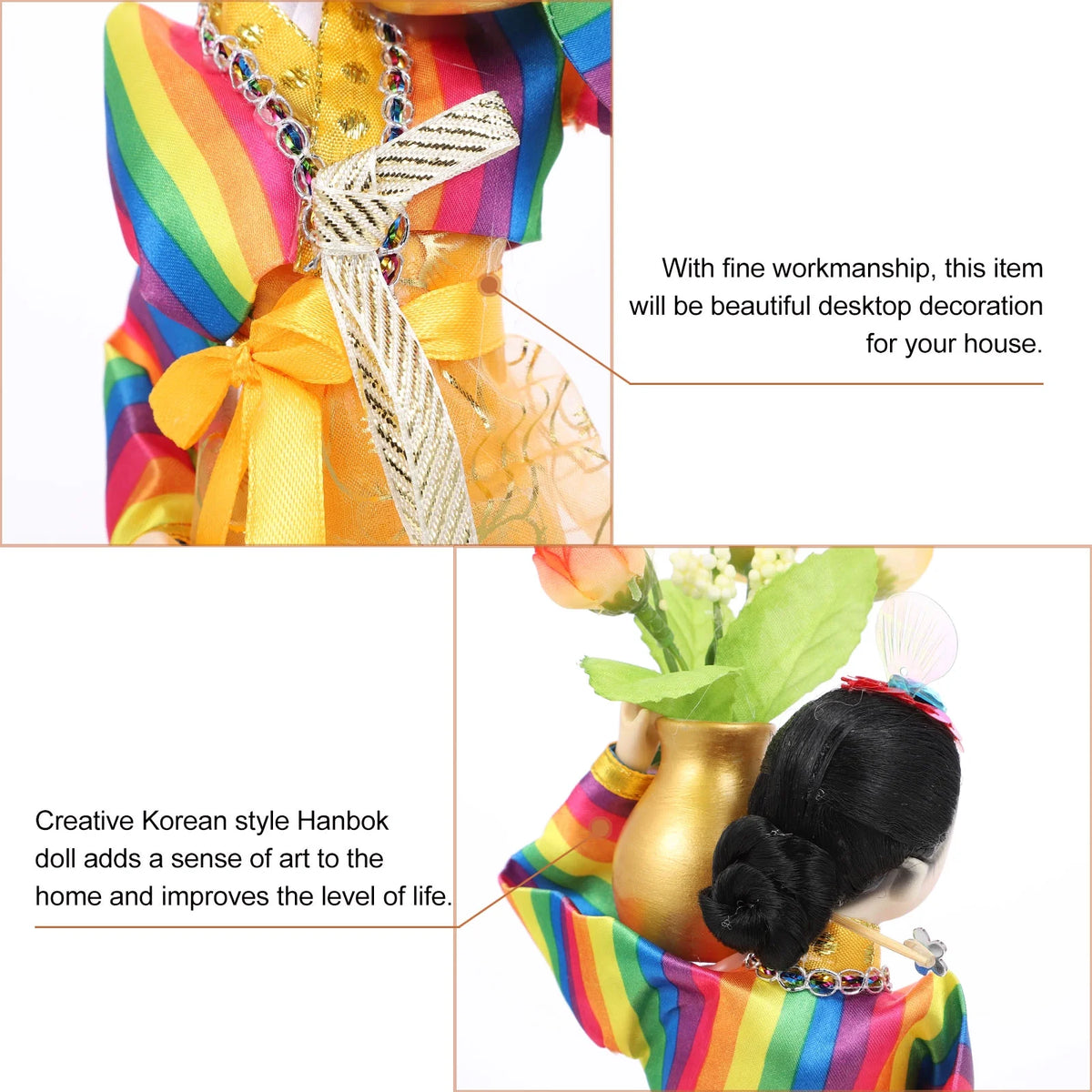 Doll Hanbok Korean Geisha Figure Figurine Traditional Asian Collectible Kimono Antique Dress L41735