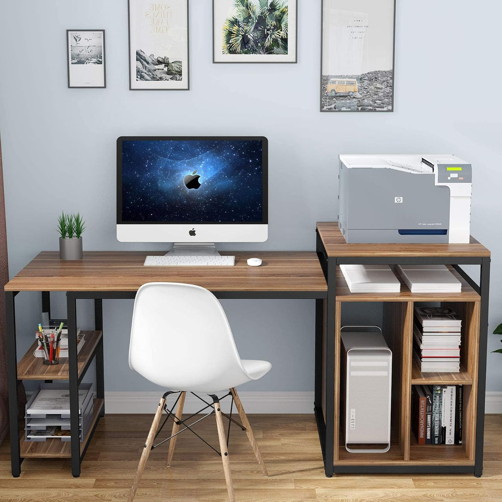 Black Extra Large Computer Desk with Storage Shelf G8887