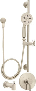 Polished Chrome Handheld Shower Head with Hose, Shower Valve, Tub Spout and Slide Bar N94970