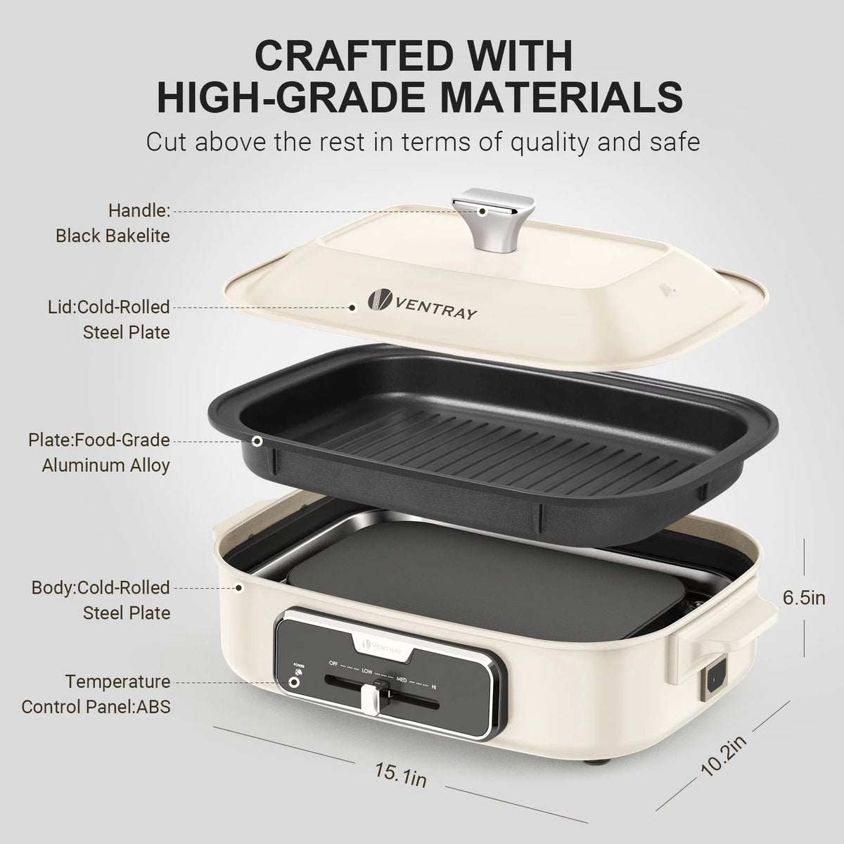Electric Indoor Grill Portable Korean BBQ Nonstick 1200W White W2380