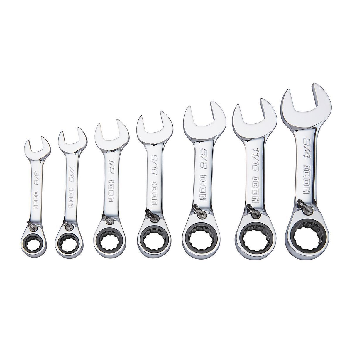 7 Piece SAE Ratcheting Combination Wrench Set X84802