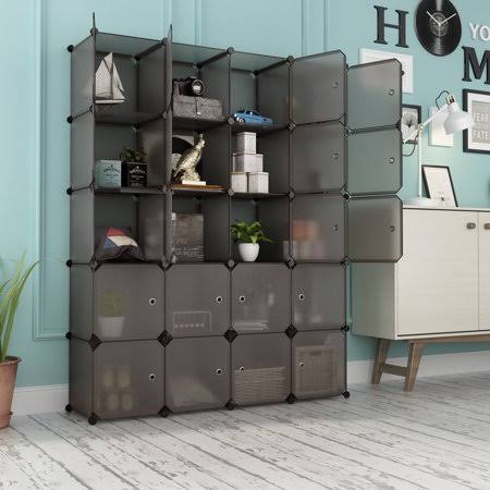20 Cube Organizer Plastic Storage Shelves with Hanging Rod F198799