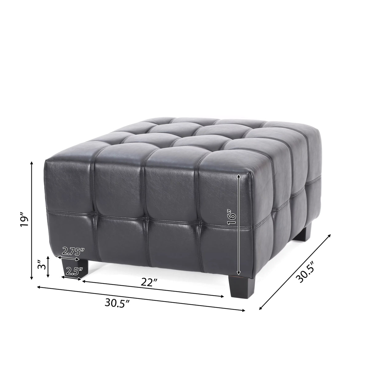 Faux Leather Tufted 4 Seater Sectional Sofa with Ottoman V324661