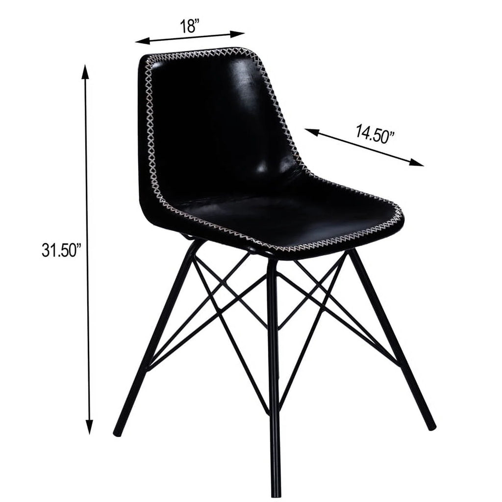 Black Leather Side Chair E212