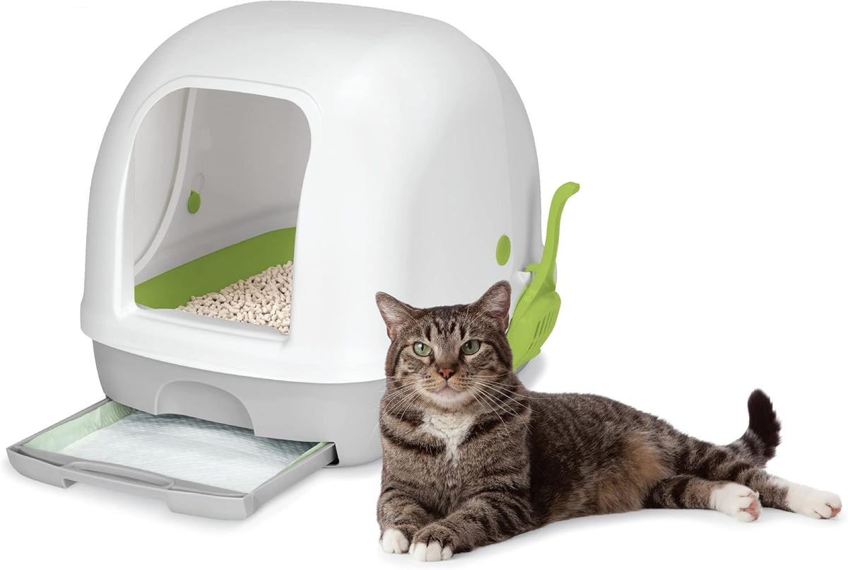 Hooded Cat Litter Box System Starter Kit with Pads & Pellets Pack of 2 C6214