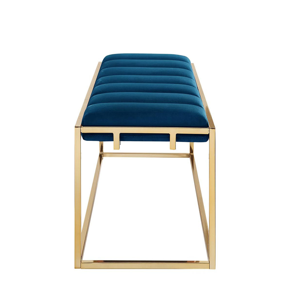 Channel Tufted Velvet Bench Metal Frame B8883