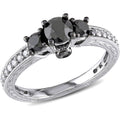 10kt White Gold Three Stone Engagement Ring D597