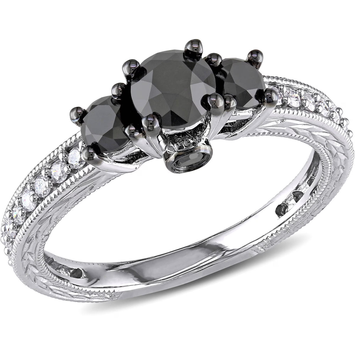 10kt White Gold Three Stone Engagement Ring D597