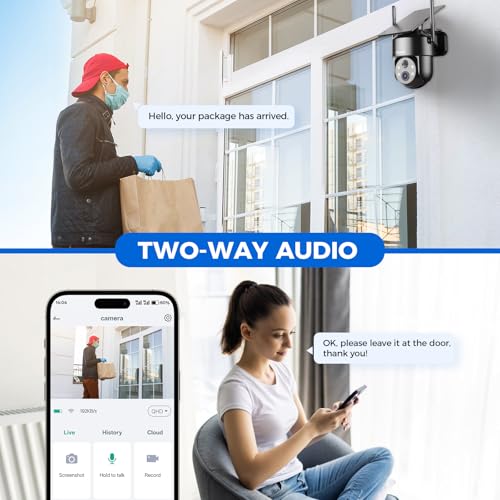 Wireless Outdoor Solar Security Cameras 2K 360° View V58493