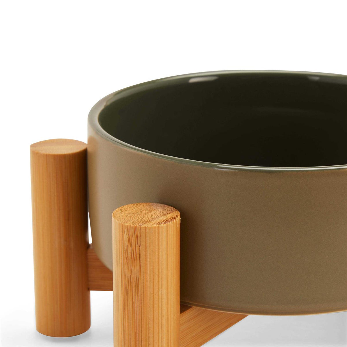 Ceramic & Bamboo Elevated Dog Double Diner F900