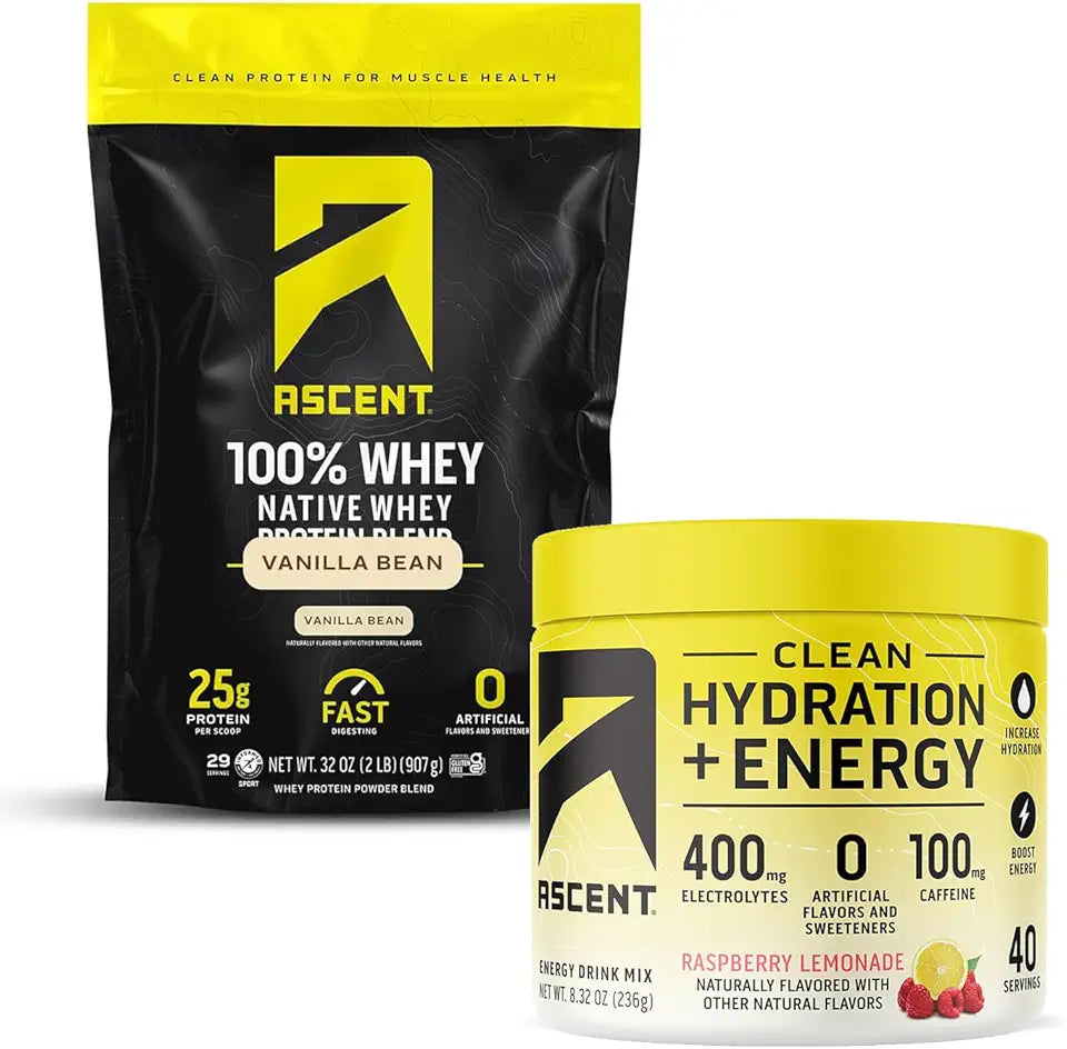 100% Whey Protein Powder Vanilla Bean 2 lb & Electrolytes Raspberry Lemonade 40 Servings C741640