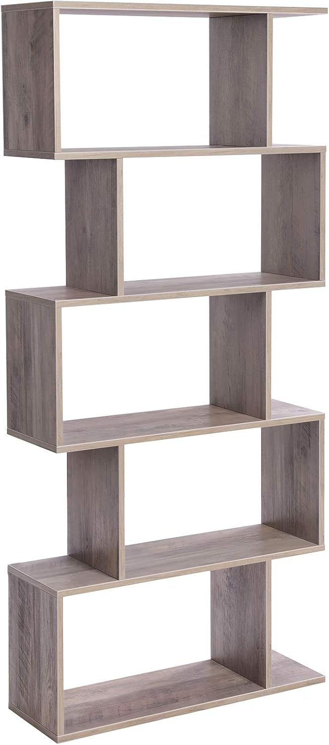Rustic Brown 5-Tier Wooden Bookcase I449