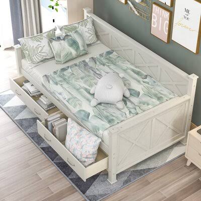 White Twin Size Daybed with 2 Large Drawers Q188