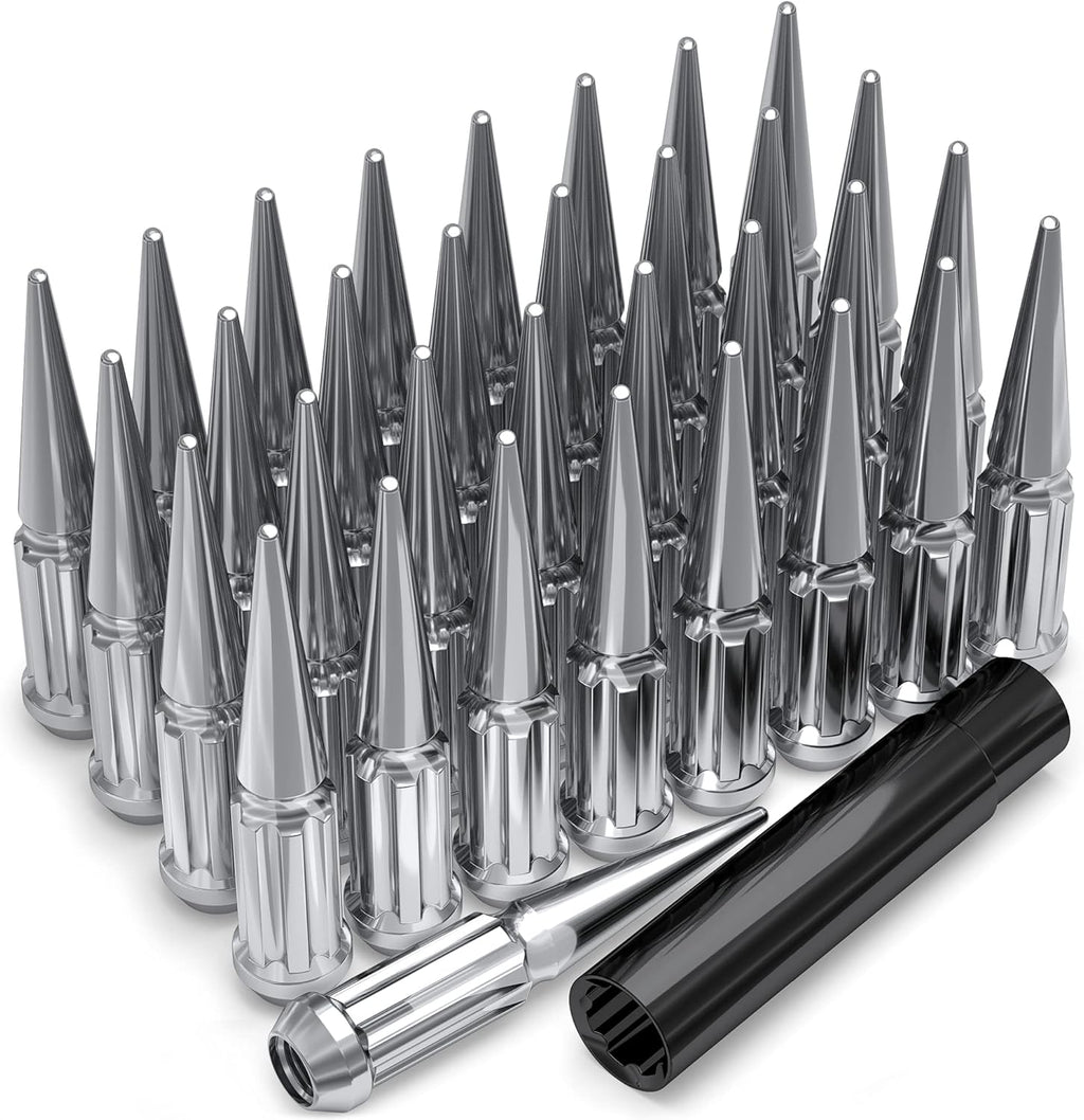 Chrome M14 x 2.00 Spline Spike Lug Nut Set, 33 Pack L182