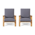 Acacia Wood Club Chairs with Cushions, Set of 2 U53572
