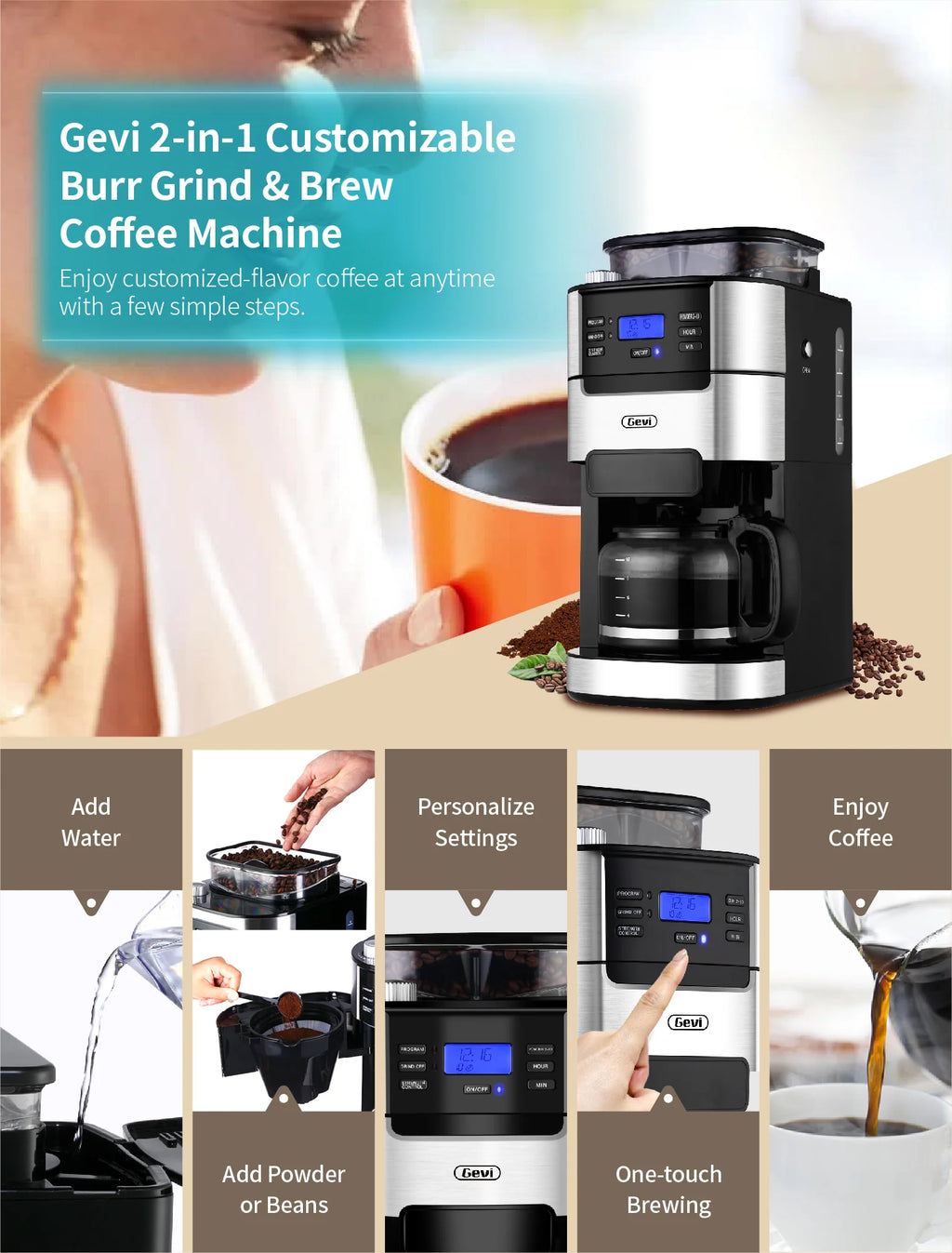 10-Cup Programmable Grind and Brew Coffee Maker D568326