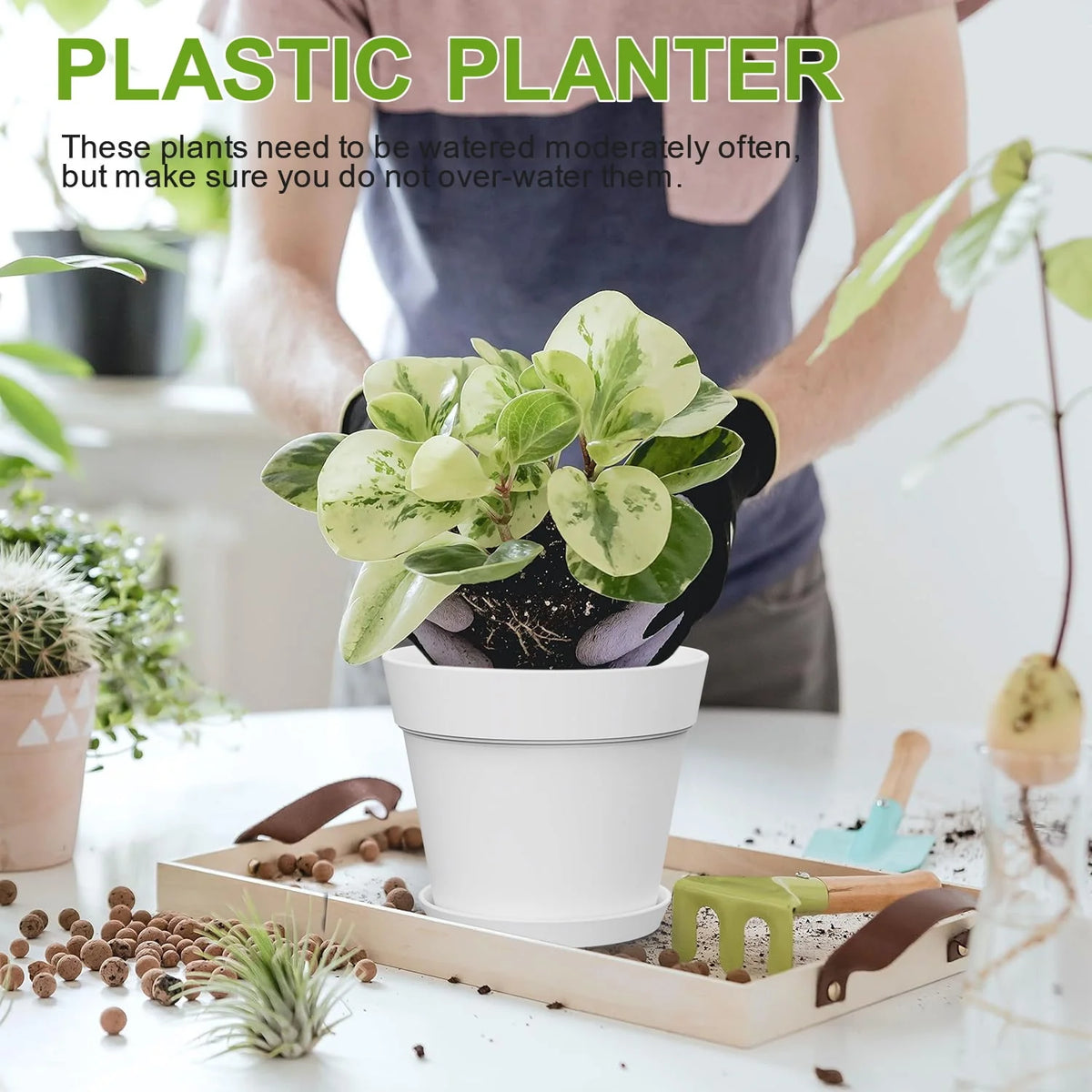 6 Inch Plastic Planters 16 Pack White L3339