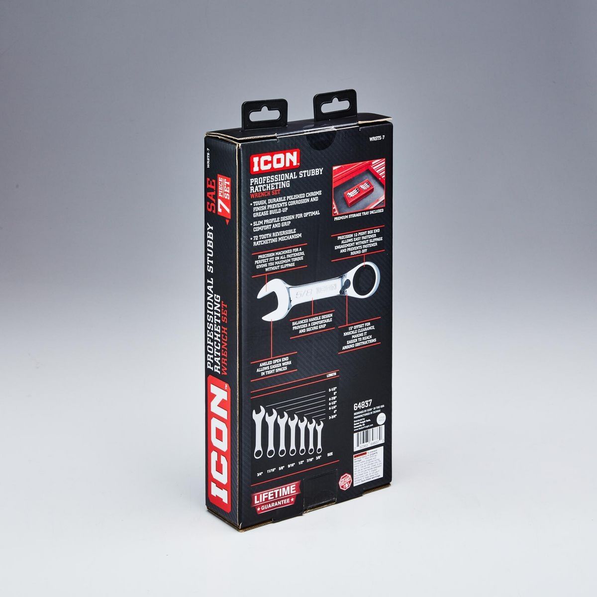 7 Piece SAE Ratcheting Combination Wrench Set X84802